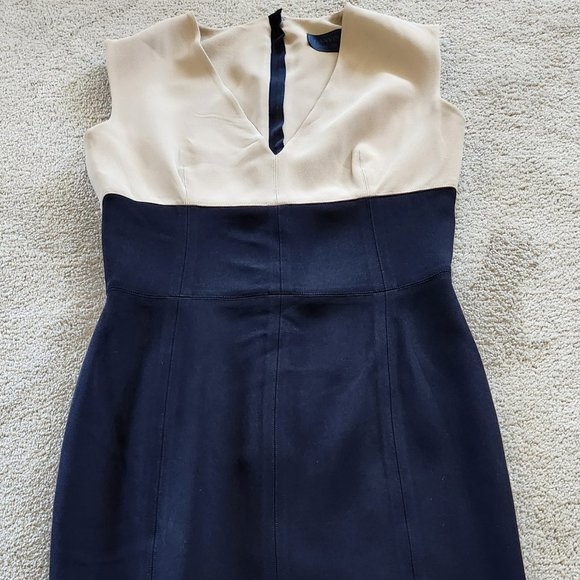 LANVIN 2 TONE VISCOSE TAILORED DRESS SZ 36 MADE IN FRANCE - Picture 5 of 8